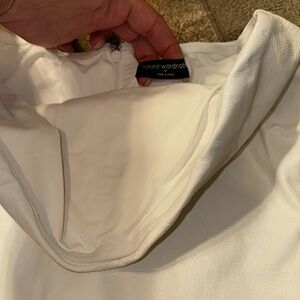 Naked Wardrobe leather white strapless dress size M